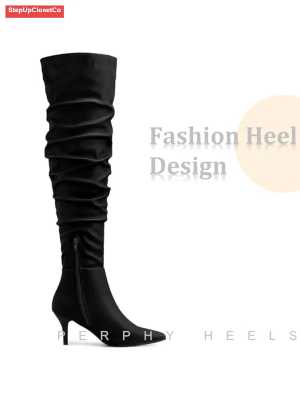 Pointed Toe Stiletto Heel Over the Knee Slouch Boots Faux Leather